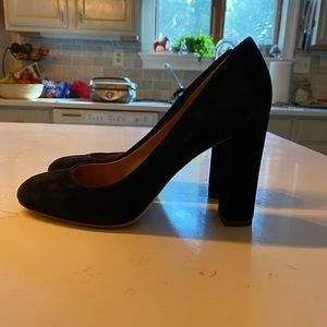 J. Crew black suede block heel high heel pump